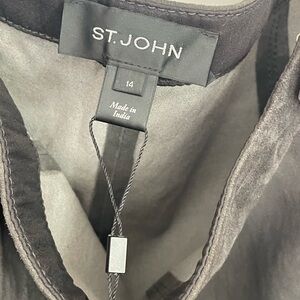 St. John Suede Pants in light black almost grey new with tags MSRP $1,595